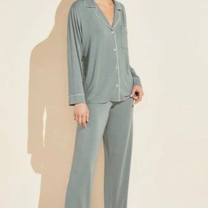 NWT - Eberjey Gisele Long PJ Set Limited Edition Willow Green/Bone  - Small
